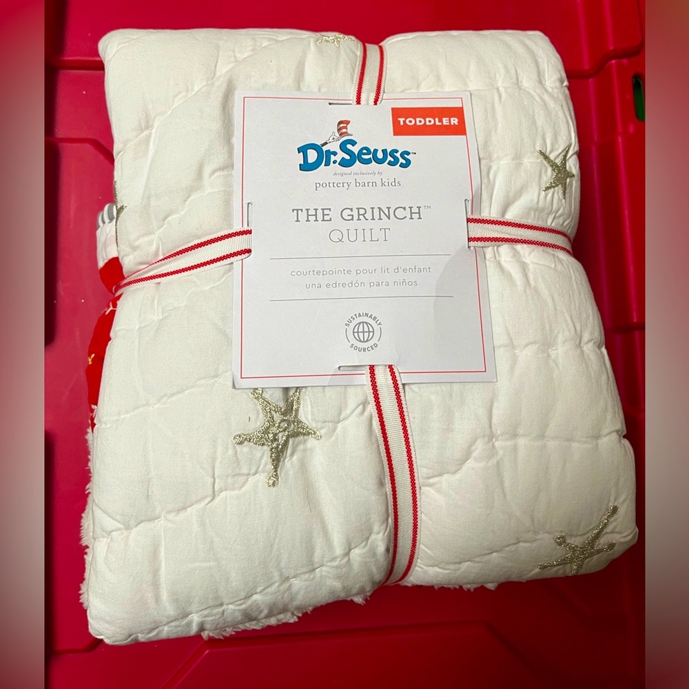 Pottery Barn Kids Dr. Seuss's The GRINCH baby toddler QUILT Christmas holiday